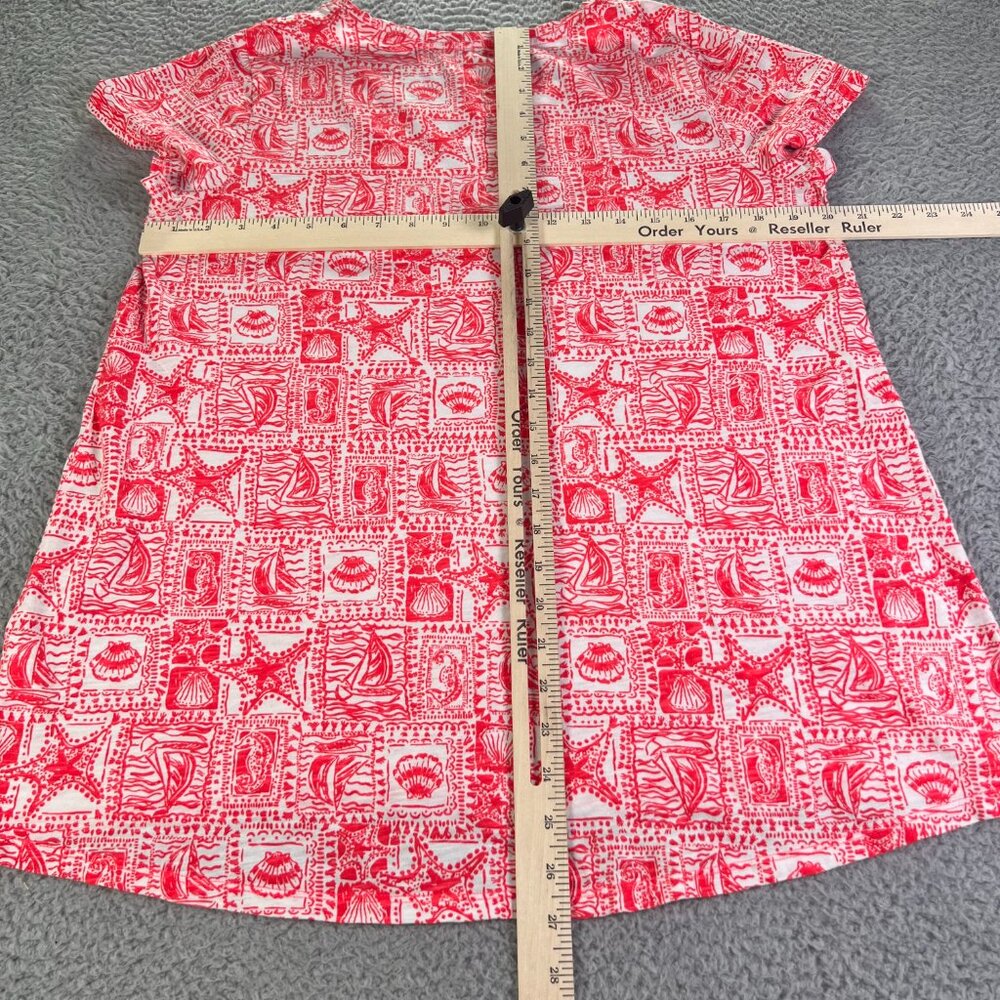 Lilly Pulitzer Etta Top Womens Large Multicolor Scoop Neck Boat Seashells Preppy - Picture 3 of 6